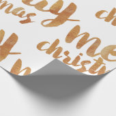 Bronze Calligraphy Merry Kerstry Cadeaupapier (Hoek)