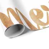 Bronze Calligraphy Merry Kerstry Cadeaupapier (Rol Hoek)