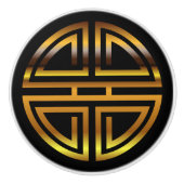 Bronze Classic Chinese Longevity Round Motif Keramische Knop (Voorkant)