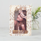 Bronze Copper Folie Modern Sweet 16 Verjaardagsfot Kaart (Staand voorkant)