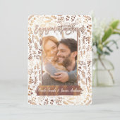 Bronze Copper Folie Moderne Verloving Shower Foto Kaart (Staand voorkant)