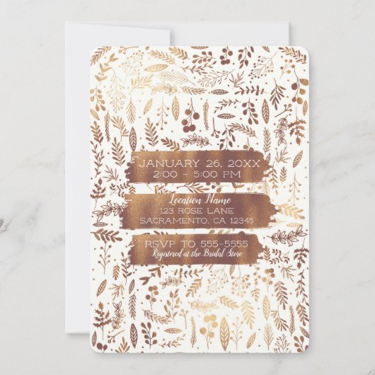 Bronze Copper Gold Folie Modern Vrijgezellenfeest  Kaart (Achterkant)