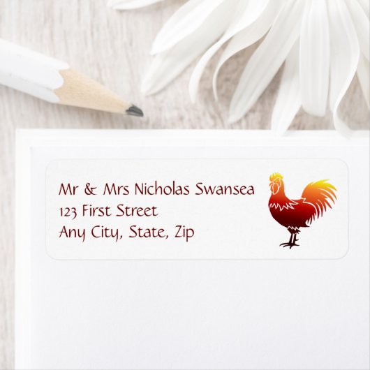 Bronze Copper Rooster Chicken Custom Address Label (Insitu)