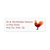 Bronze Copper Rooster Chicken Custom Address Label (Voorkant)