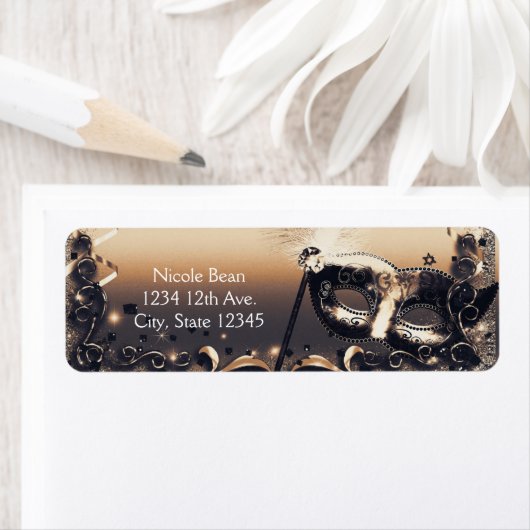 Bronze & Cream Masquerade Masker Elegant Ball Part Etiket (Insitu)