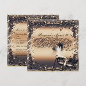 Bronze & Cream Masquerade Masker Elegant Ball Part Kaart (Voorkant / Achterkant)