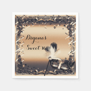 Bronze & Cream Masquerade Masker Elegant Ball Part Servetten