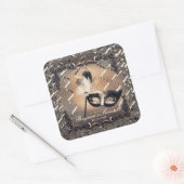 Bronze & Cream Masquerade Masker Elegant Ball Part Vierkante Sticker (Envelop)
