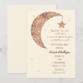 Bronze Cream Moon & Stars Baby Shower Uitnodiginge Kaart (Voorkant / Achterkant)