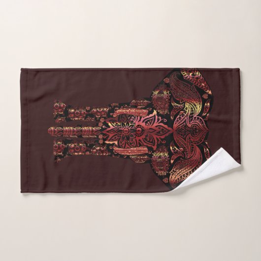 Bronze & Donkere maroon Elephants Bad Handdoek (Handdoek)