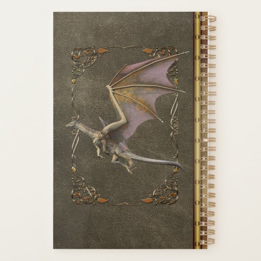 Bronze Dragon Distressed Antiek Leather Look Planner (Achterkant)