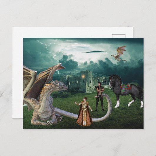 Bronze Dragon Elf Fantasy Briefkaart (Voorkant / Achterkant)