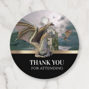 Bronze Dragon Medieval Castle Metallic Birthday Bedankjes Labels
