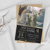 Bronze Dragon Medieval Castle Metallic Birthday Kaart