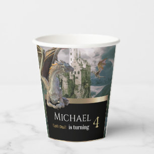 Bronze Dragon Medieval Castle Metallic Birthday Papieren Bekers