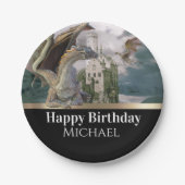 Bronze Dragon Medieval Castle Metallic Birthday Papieren Bordje (Voorkant)