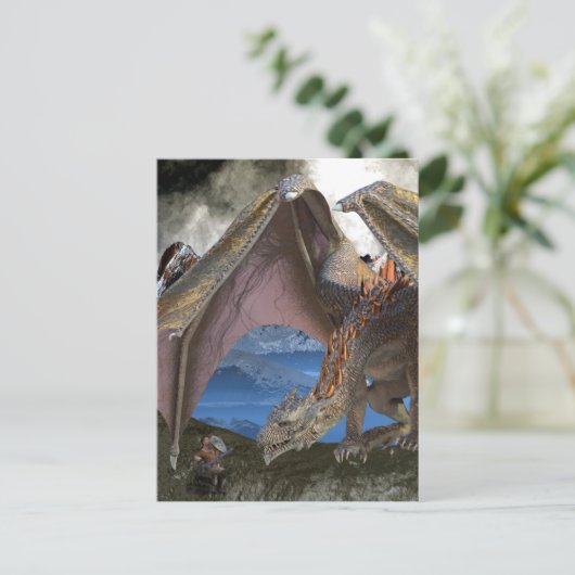 Bronze Dragon VS Warrior Briefkaart (Staand voorkant)