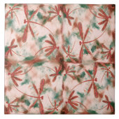 Bronze Dragonflies Green Splash Tegeltje (Voorkant)