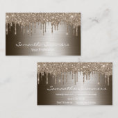 Bronze Druppels Metaal Elegant Aanpassen Glitter Visitekaartje (Voorkant / Achterkant)
