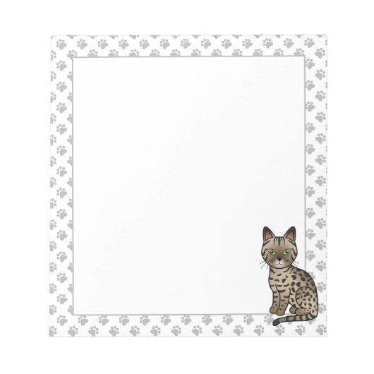 Bronze Egyptian Mau Cute Cartoon Cat Illustration Notitieblok (Voorkant)