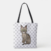 Bronze Egyptian Mau Cute Cartoon Cat & Paws Tote Bag (Achterkant)