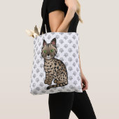 Bronze Egyptian Mau Cute Cartoon Cat & Paws Tote Bag (Dichtbij)