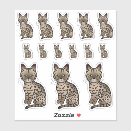 Bronze Egyptian Mau Cute Cartoon Cats Sticker (Vel)
