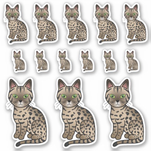 Bronze Egyptian Mau Cute Cartoon Cats Sticker (Voorkant)