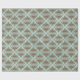 Bronze en Aqua  Damask Cadeaupapier