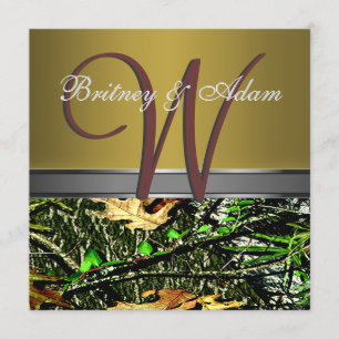 Bronze en Mossy Green Camo Wedding Invitations Kaart