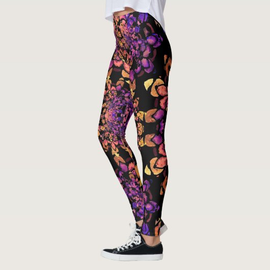 Bronze en Paarse Abstracte Mandala Pattern Leggings (Links)