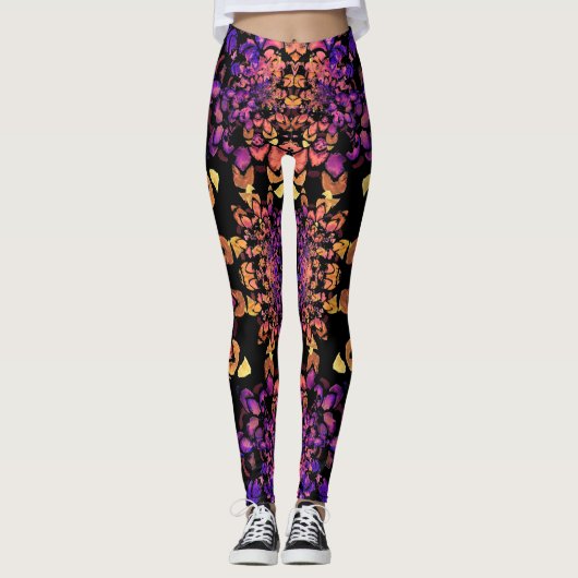 Bronze en Paarse Abstracte Mandala Pattern Leggings (Voorkant)