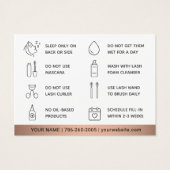 Bronze Eyelash Extensions Lash Aftercare Kaart (Achterkant)