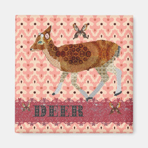 Bronze Fawn & Butterflies Damask Magnet