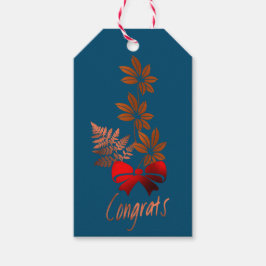 Bronze Flower Congrats Gift label Cadeaulabel