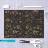 Bronze Flowers en Leaves op zwarte achtergrond Tissuepapier (Craft)