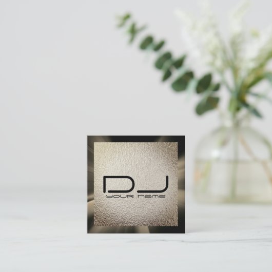 Bronze Foil DJ Square Visitekaartje (Staand voorkant)