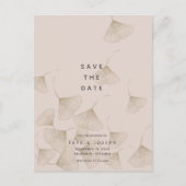 Bronze Ginkgo Leaves Pink Beige Save the Date Aankondigingskaart (Voorkant)