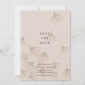 Bronze Ginkgo Leaves Pink Beige Save the Date Kaar Kaart (Voorkant)