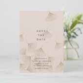 Bronze Ginkgo Leaves Pink Beige Save the Date Kaar Kaart (Staand voorkant)