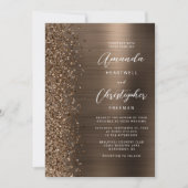 Bronze Glam Brushed Metal Glitter Wedding Kaart (Voorkant)