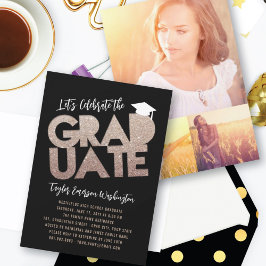 Bronze Glitter Afstuderen Cutout Graduation Party Kaart