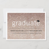 Bronze Glitter Afstuderen Eenvoudige GraduPartij Kaart (Voorkant)
