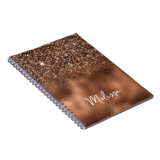 Bronze Glitter en Folie Name Notitieboek (Rechterzijde)