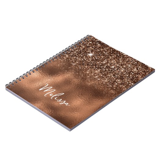 Bronze Glitter en Folie Name Notitieboek (Linkerzijde)