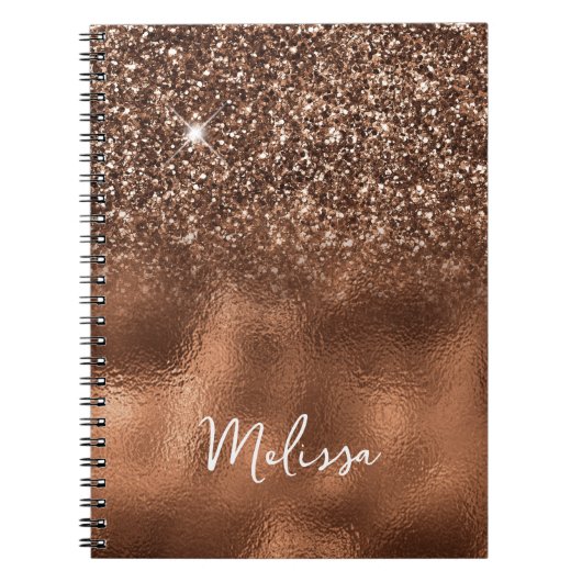 Bronze Glitter en Folie Name Notitieboek (Voorkant)