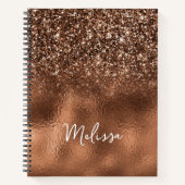 Bronze Glitter en Folie Persoonlijke naam Notitieboek (Voorkant)