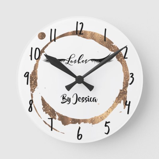 Bronze Glitter Gold Stain Modern Glam Lashes Salon Ronde Klok (Voorkant)