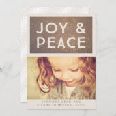 Bronze Glitter Joy & Peace-kerstfoto Flat Feestdagenkaart (Voorkant / Achterkant)