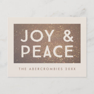Bronze Glitter Joy & Peace-kerstgroet Briefkaart